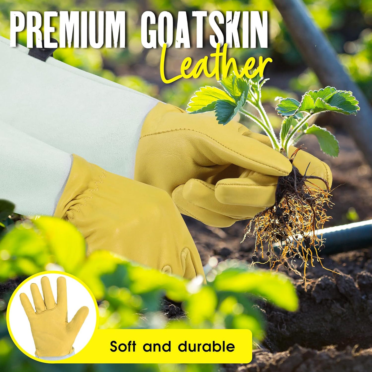 HANDLANDY Rose Gloves for Men & Women, Long Leather Gardening Gloves Thorn Proof, Best Garden Gifts