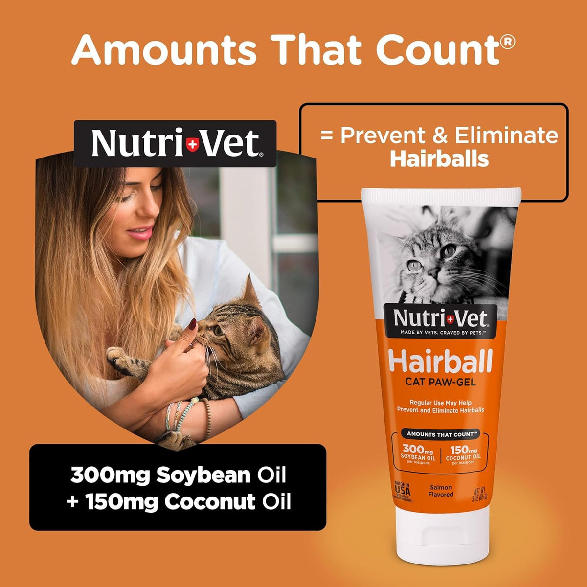 Nutri-Vet Hairball Paw Gel, Cat Hairball Remedy, Kitten Supplies, Hair Ball Relief for Cats, Fur