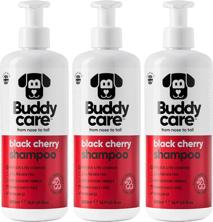 Black Cherry Dog Shampoo by Buddycare | Deep Cleansing Shampoo for Dogs | Black Cherry Scented |