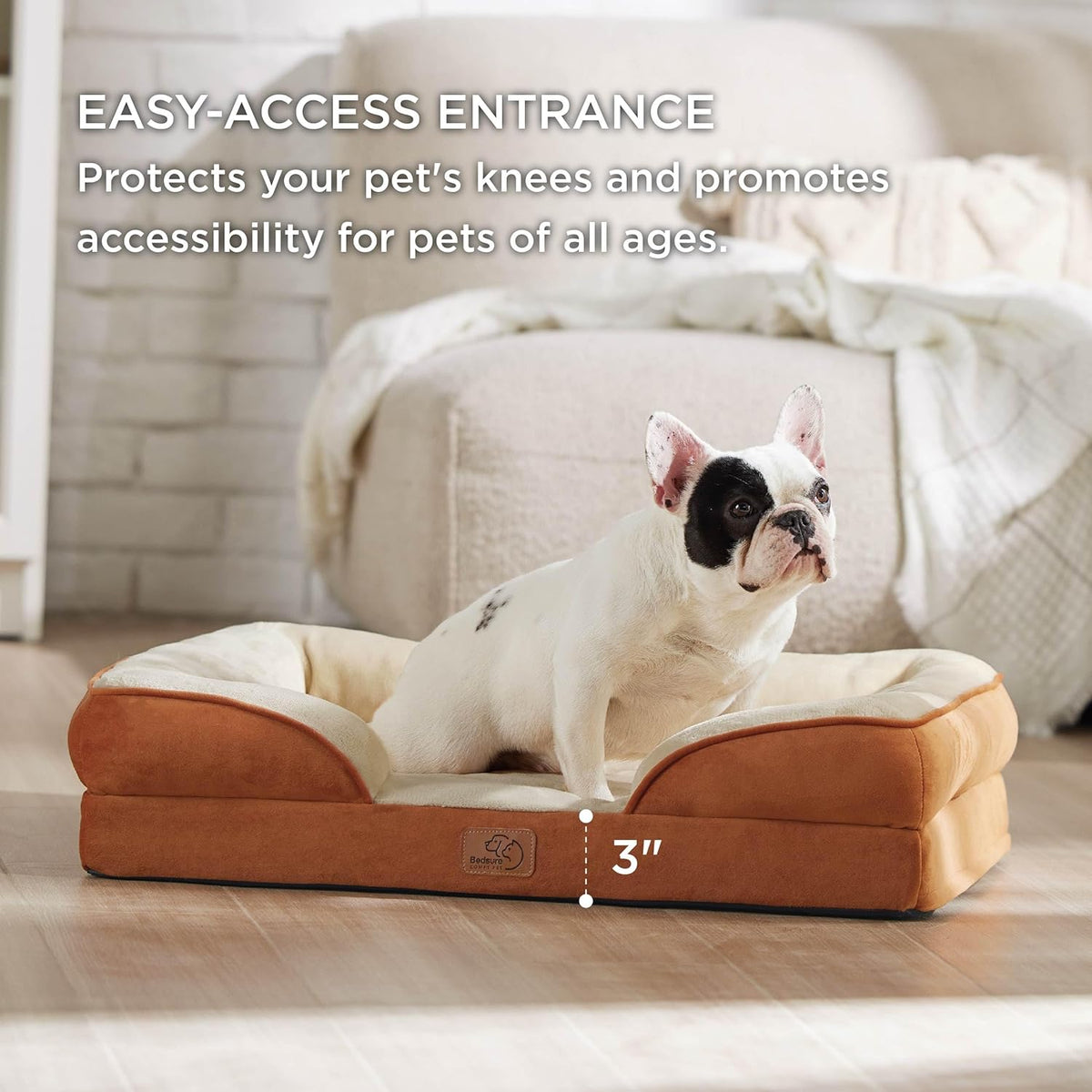 Bedsure Orthopedic Dog Bed Medium Size Dogs - Washable Medium Dog Cat Bed Waterproof, Comfort Pet