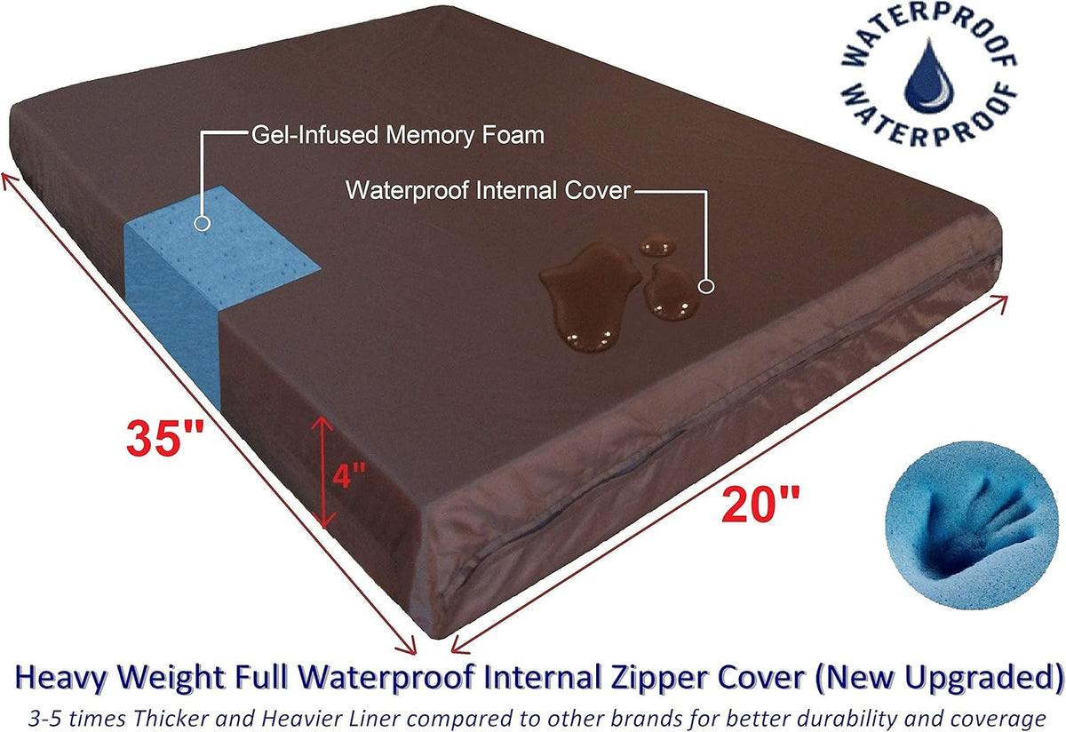 Dogbed4less Premium Gel Memory Foam Dog Bed, Durable Denim Cover with Waterproof Liner and Extra