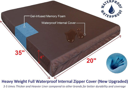 Dogbed4less Premium Gel Memory Foam Dog Bed, Durable Denim Cover with Waterproof Liner and Extra