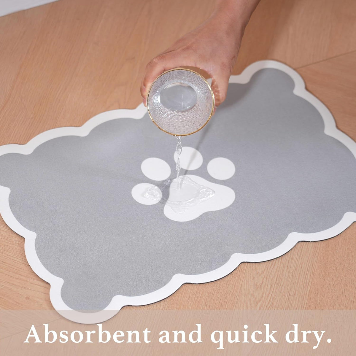 Ralxion Scalloped Dog Feeding Mat, Absorbent Mats for Dog Food and Water Bowl, Dispenser, Cute