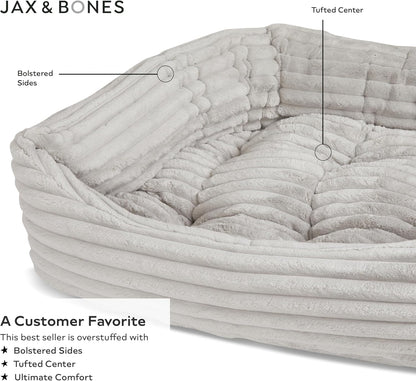 Jax & Bones Dog Napper - Luna Grey Machine Washable Bed for Dogs - Extra Heavy Duty Bolstered Sides