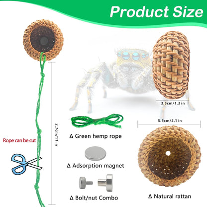 1 Pcs Jumping Spider Accessories，Shelter Made of Cane, Essential for Jumping Spider Hide