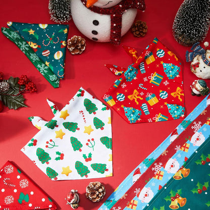 Chunful 30 Pcs Christmas Bandanas for Dogs Xmas Bandanas Bulk with Santa Snowflake Candy Cane