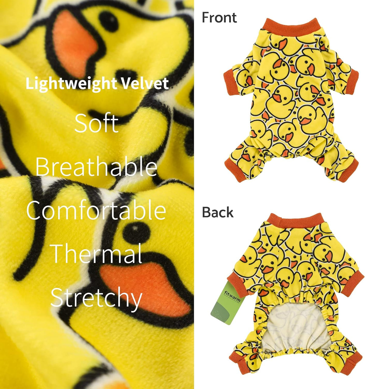 Fitwarm Funny Duck Dog Pajamas, Dog Winter Clothes for Small Dogs Girl, Lightweight Velvet Pet