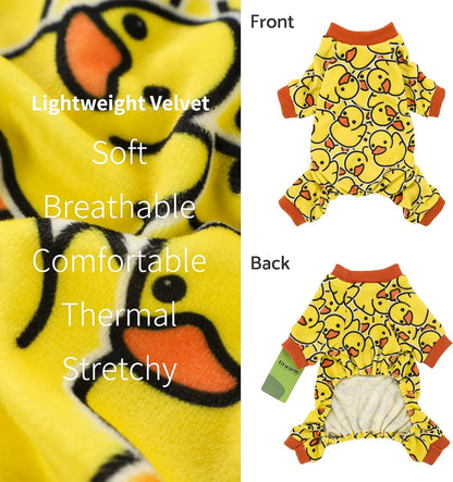Fitwarm Funny Duck Dog Pajamas, Dog Winter Clothes for Small Dogs Girl, Lightweight Velvet Pet