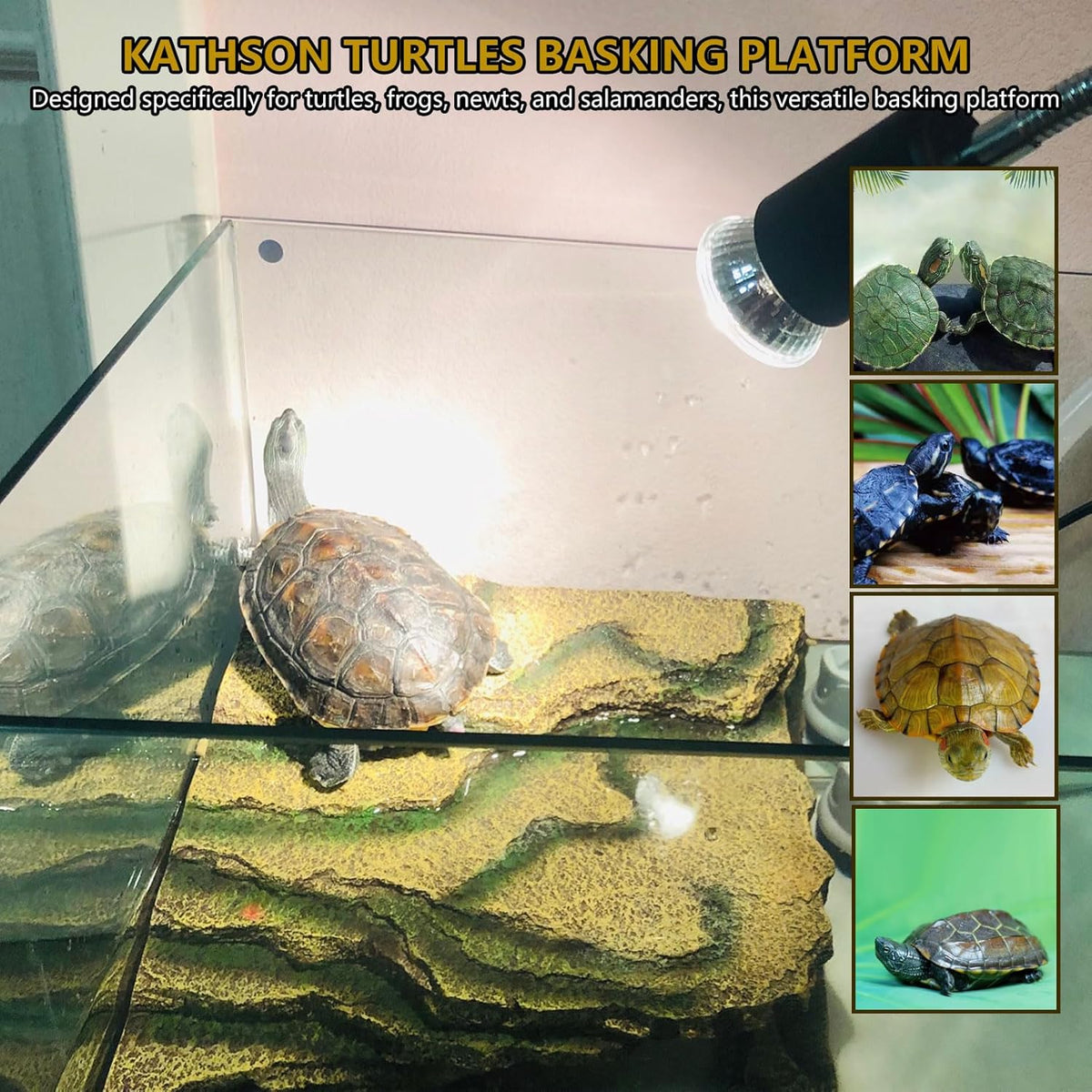 kathson Turtles Basking Platform Tortoise Resting Terrace Climbing Ramp Resin Dock Tank Decorations