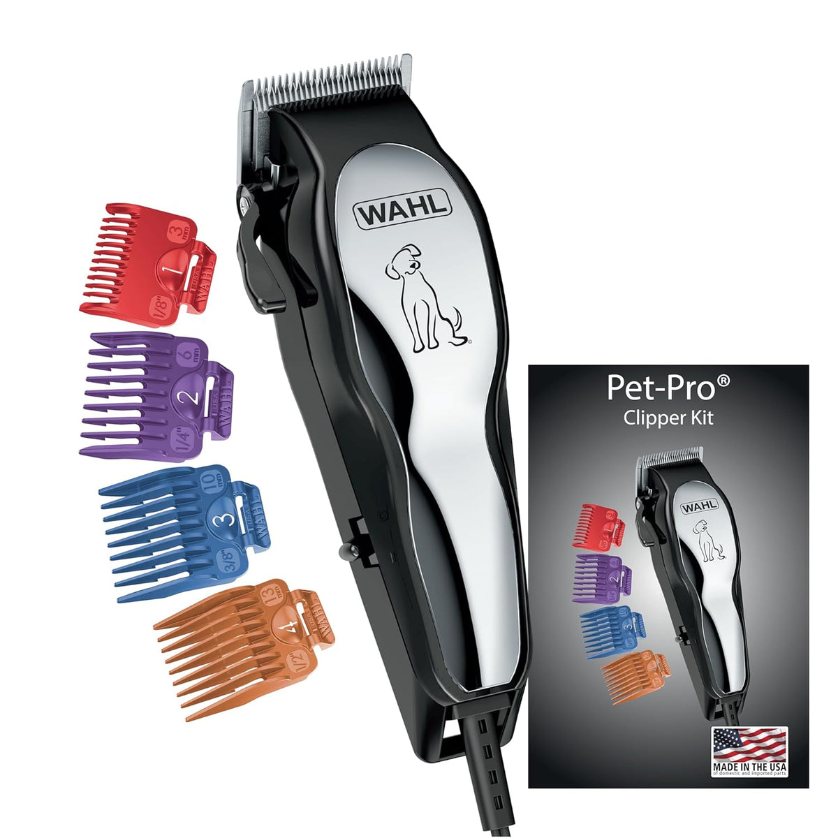 Wahl USA Clipper Pet-Pro Dog Grooming Kit - Electric Corded Dog Clipper for Dogs & Cats with Fine &