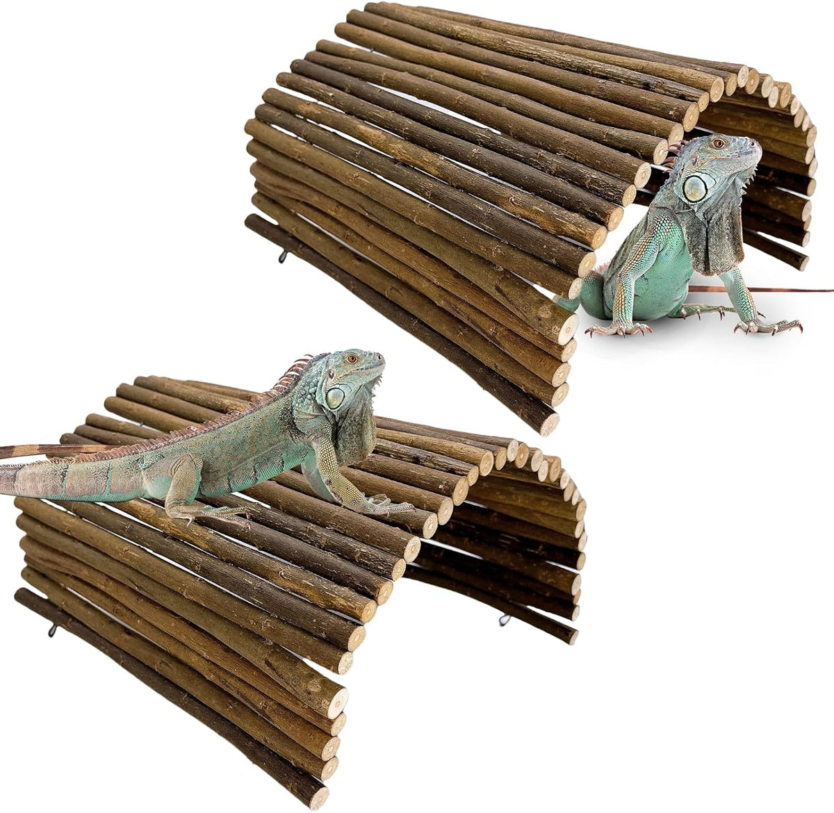BNOSDM 2PCS Reptile Hideout Wooden Bridge 12.99"x 18.89" Lizard Hide Caves Bearded Dragon Habitat