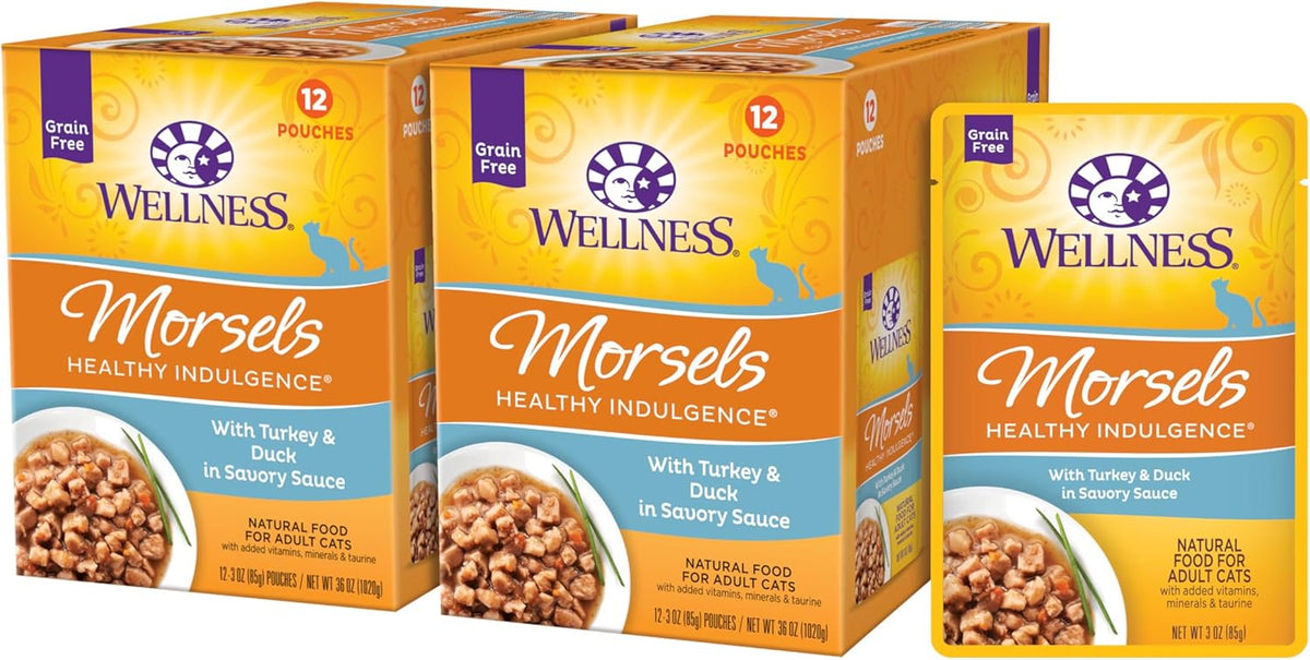 Wellness Healthly Indulgence Morsels Adult Wet Cat Food, Natural, Protein-Rich, Grain Free, 3 Ounce
