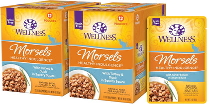 Wellness Healthly Indulgence Morsels Adult Wet Cat Food, Natural, Protein-Rich, Grain Free, 3 Ounce