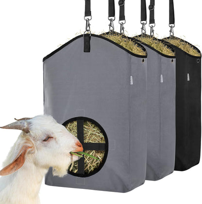 3 Packs Goat Hay Feeder,Hay Bags for Goats,Horses,Sheep,Premium 600D Oxford Cloth,with Metal