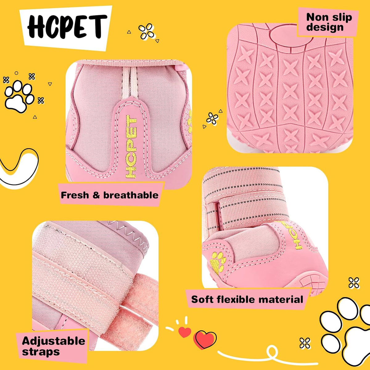 Hcpet Dog Shoes, Dog Boots for Small Dogs, Breathable Medium Dog Booties Paw Protector for Summer