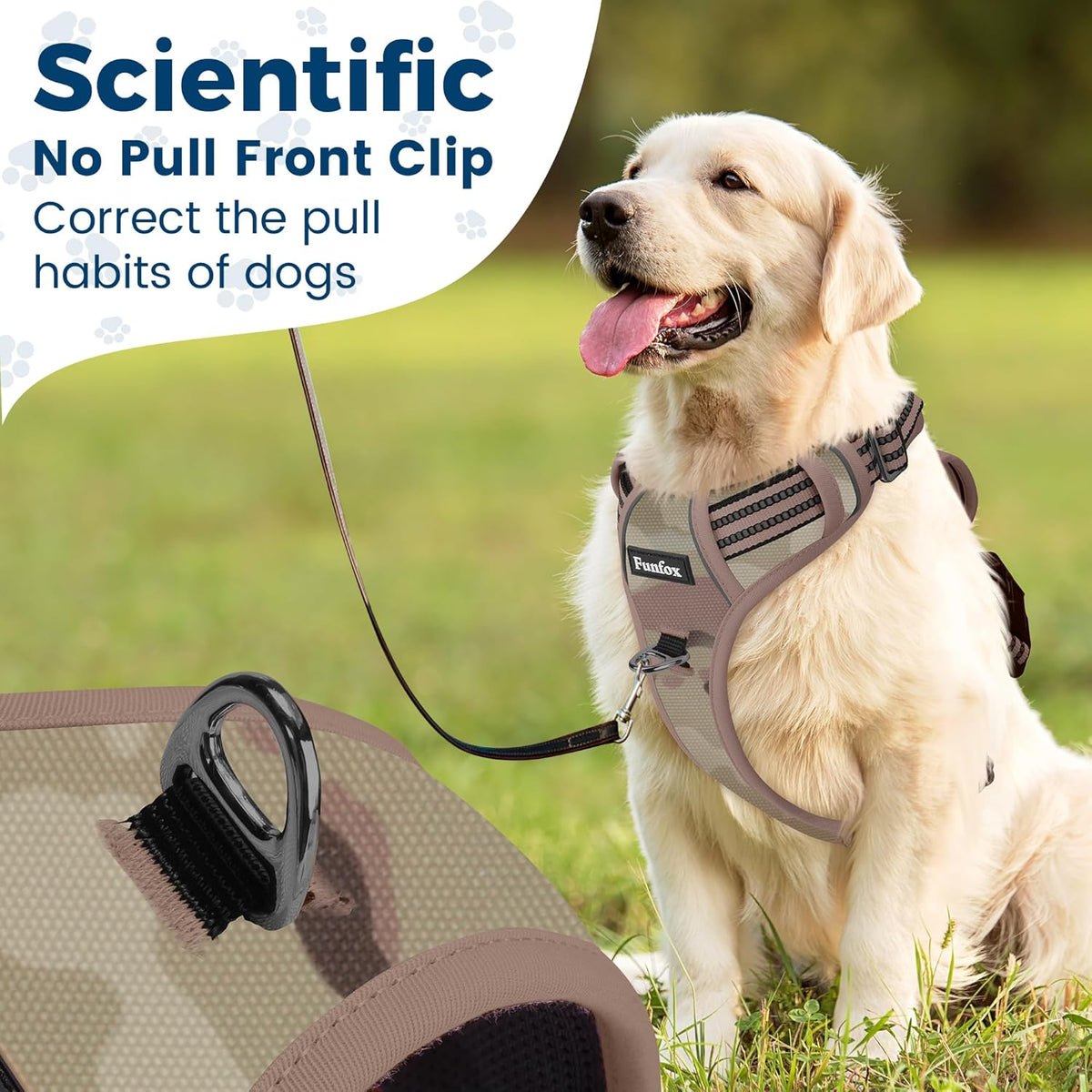 Funfox Dog Harness No Pull, Adjustable Pet Vest Harness, Super Soft Material with Vertical Handle