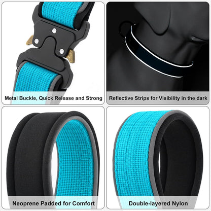 Plutus Pet Tactical Dog Collar, Reflective, Adjustable Heavy Duty Dog Collar, Soft Padded and