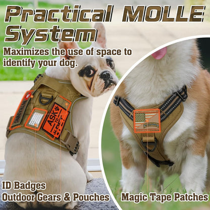 rabbitgoo Tactical Dog Harness Medium Sized Dog, No Pull Military Service Vest with Handle & Molle