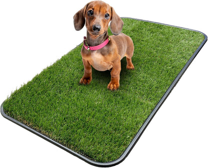 Ottomanson Artificial Grass Puppy Potty Training Pad with Tray, 15" x 30" Reusable Pee Pad for