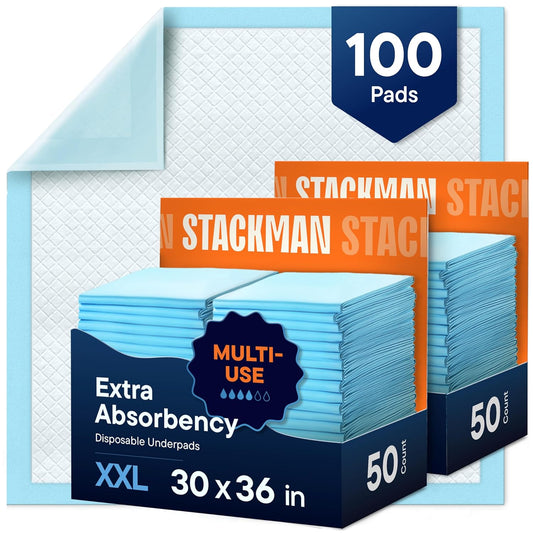 Chucks Pads Disposable [100-Pack] Adult Incontinence Underpads 30"x 36" Extra Large Absorbent Fluff