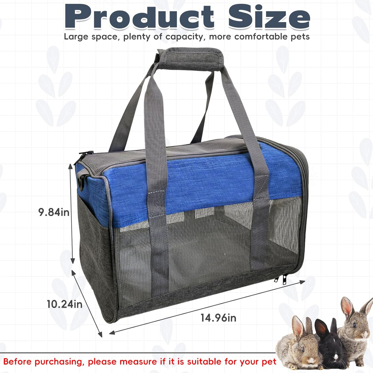 PINVNBY Bunny Carrier for Travel Camping Outdoor, Small Pet Carrier, Guinea Pig Carrier, Breathable