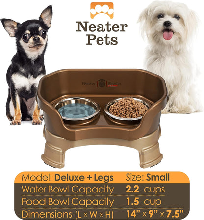 Neater Feeder Deluxe Mess Proof Dog Bowls Elevated for Small Breeds – Made in USA – No Spill Raised