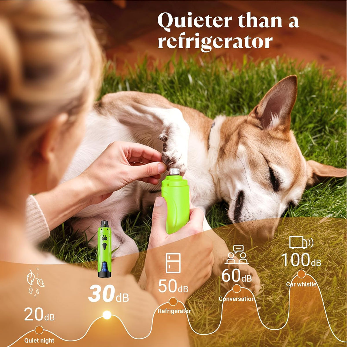 YABIFE Dog Nail Grinder, Dog Nail Trimmers and Clippers Kit, Super Quiet, Rechargeable, for Small