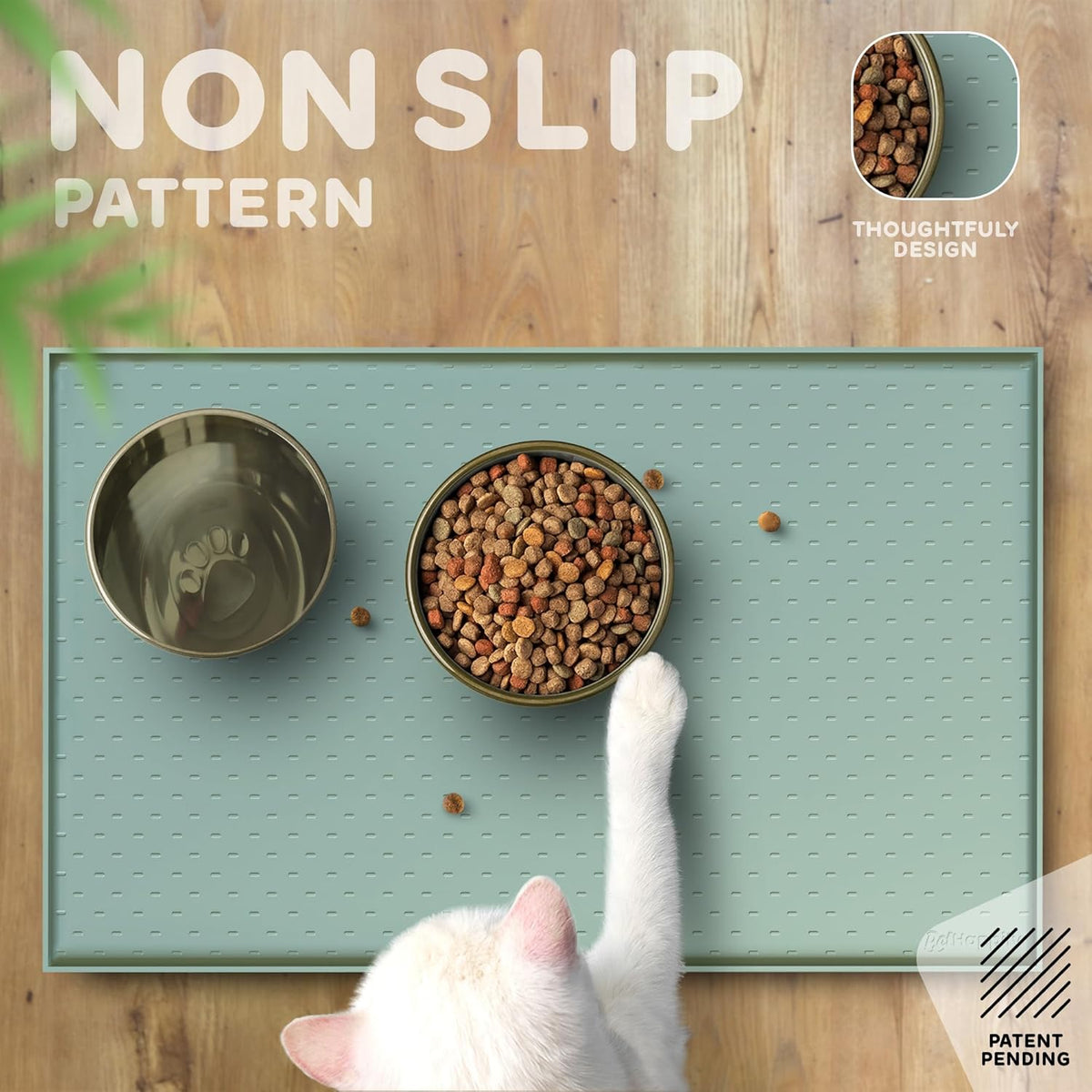 Dog Food Mat - 24x15 Raised Edges Dogs Mat for Food and Water Prevent Spill, Waterproof Cat Food