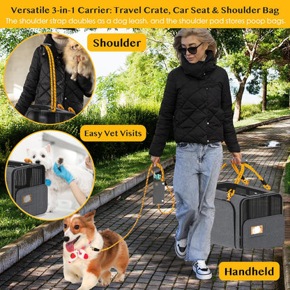 PAWZIDEA Expandable Large Pet Carrier, 24"X16"X16" Top Load Cat Carrier Bag for 2 Cats, Collapsible