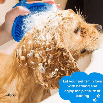 Dog Grooming Brush, Lilpep Pet Shampoo Bath Brush Soothing Massage Rubber Comb with Adjustable Ring