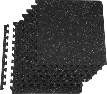VEVOR 6PCS 0.56 inch Thick Gym Floor Mats, 25" x 25" EVA Foam & Rubber Top Interlocking Workout