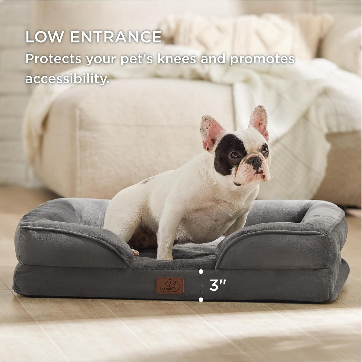 Bedsure Orthopedic Dog Bed Medium Size Dogs - Washable Medium Dog Cat Bed Waterproof, Comfort Pet