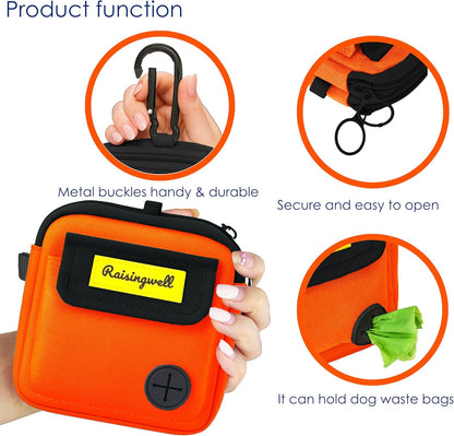 Dog Treat Pouch for Pet Walking and Training with Clicker Poop Bags, and Three Bags Design Small
