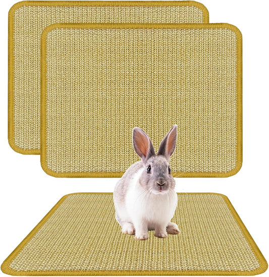 DYAUS Rabbit Scratching Pad, Sisal Bunny Scratch Pad, Natural Rabbit Foraging Mats for Cages