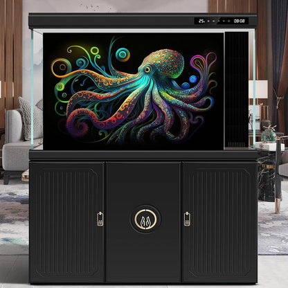 Octopus Aquarium Background Exquisite Colorful Octopus Terrarium Background Glowing Octopus on