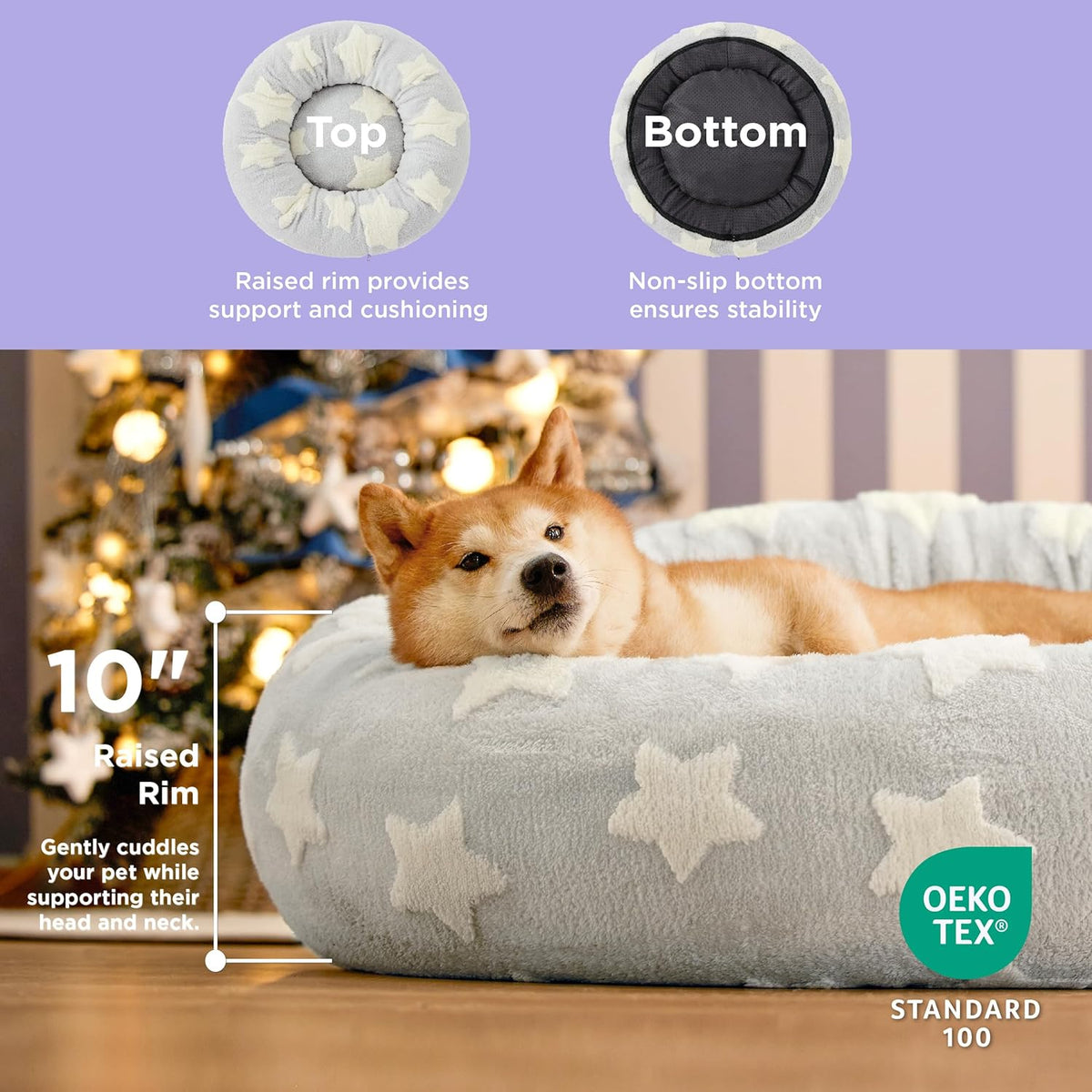LE SURE Donut Large Dog Bed - Round Cat Beds for Indoor Cats Anti-Anxiety Calming Pet Beds