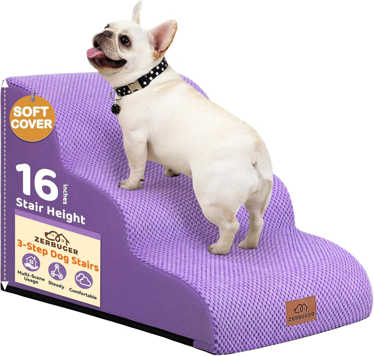 Dog Ramp and Stair for Bed 16" H-20 H,3-Step Cat Stair for Sofa and Chair,4-Step Dog Ramp for High
