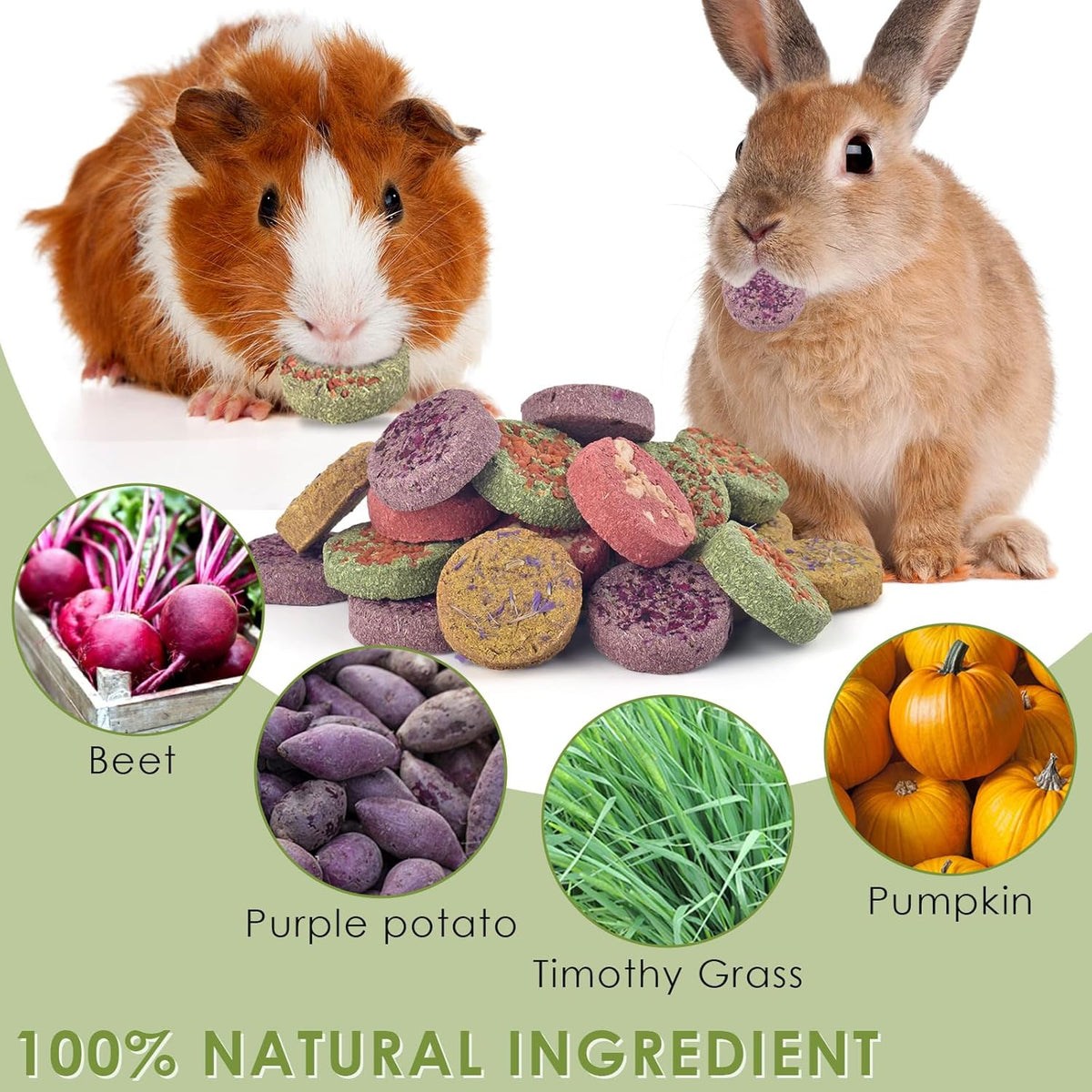 ERKOON 24Pcs Bunny Chew Toys, Small Animal Molar Toys Timothy Grass Beet Sweet Potato Pumpkin Cake