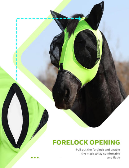 Harrison Howard Horse Fly Mask with Forelock Opening Stretch Breathable and Comfortable for Horses