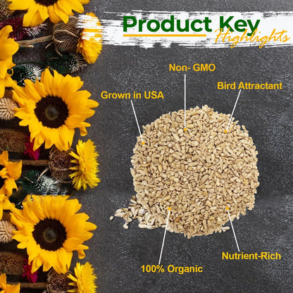 Wildlife Sunflower Hearts & Chips for Bird Feeding and Wildlife Bird attracting, Non-GMO and USA