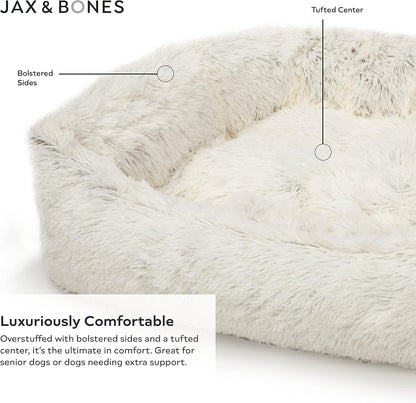 Jax & Bones Dog Napper - Machine Washable Shag Bed for Dogs - Extra Heavy Duty Bolstered Sides