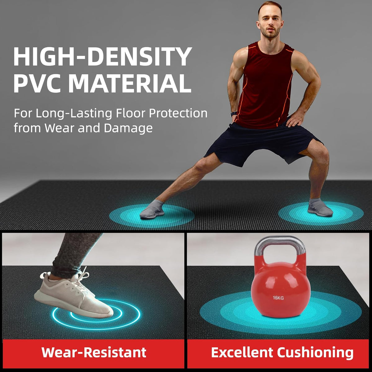 Extra Large Exercise Mat, 10'x6'/9'x6'/8'x6'/7'x5'/6'x4' (8mm/10mm) Thick Workout Mat for Home Gym