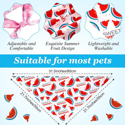 Weewooday 50 Pcs Fruit Dog Bandanas Bulk for Dogs Soft Bibs Adjustable Triangle pet Bandana for