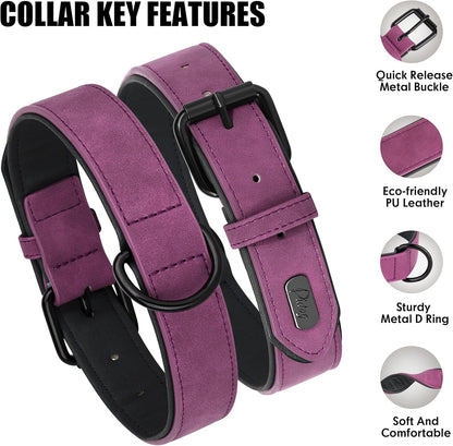 Didog Soft Padded PU Leather Dog Collar, Breathable and Adjustable Dog Collar for Large Dogs
