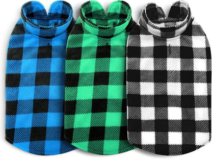 ASENKU Dog Sweater 3 Pack, Plaid Dog Fleece Vest, Soft Comfortable Pet Pajamas, Warm Winter Dog