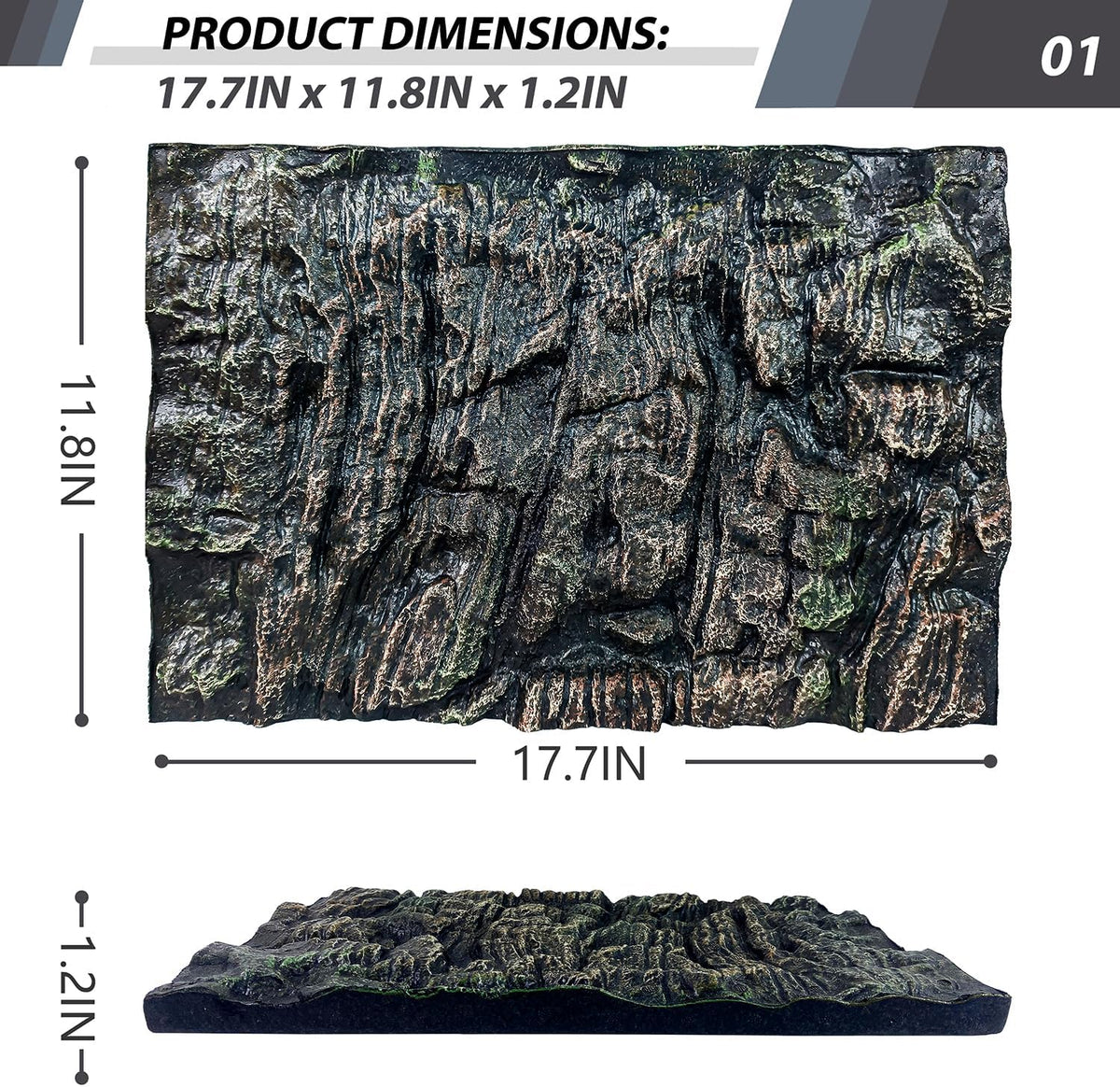 17.7x11.8in Rock Terrarium Background,3D Reptile Tank Background Board,Amphibian Stereo Backdrop