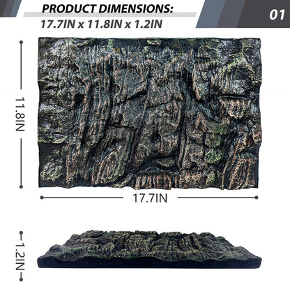 17.7x11.8in Rock Terrarium Background,3D Reptile Tank Background Board,Amphibian Stereo Backdrop