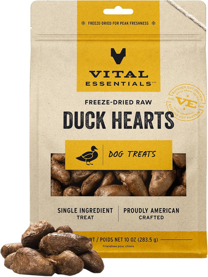 Vital Essentials Duck Hearts Dog Treats, 10 oz | Freeze-Dried Raw | Single Ingredient | Premium