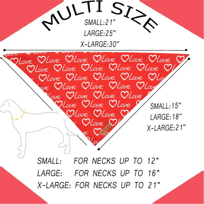 Realeaf Valentines Day Dog Bandanas 2 Pack, Reversible Love Pet Scarf for Boy and Girl, Premium