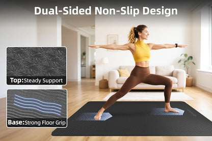 Extra Large Yoga Mat - 72"x35", 72"x48", 78"x57" - Wide TPE Exercise Mat for Home, Stretching